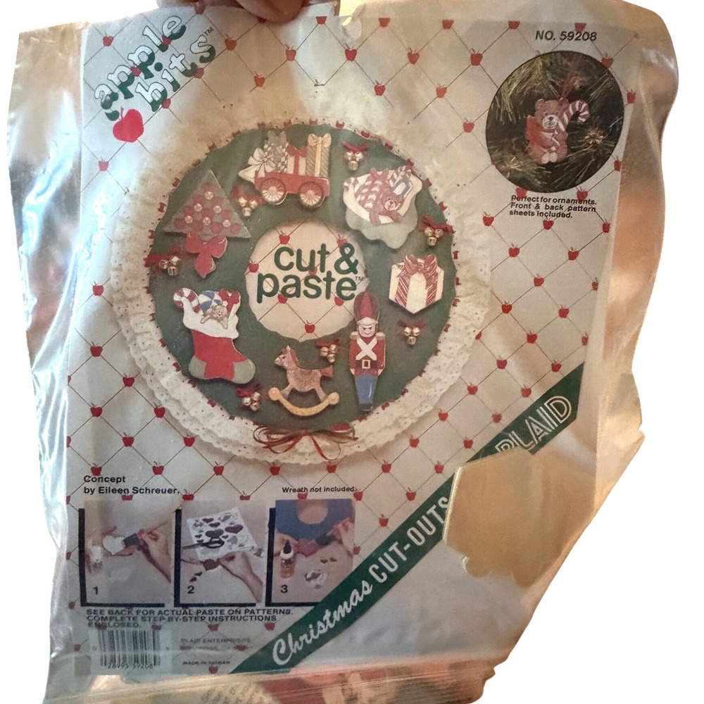 Vintage Christmas Craft Kit Bundle Plaid Apple Bits Cut Outs Provo Craft Iron On